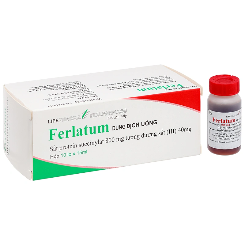 Dung dịch uống Ferlatum 800mg điều trị thiếu máu do thiếu sắt (10 chai x 15ml) - 